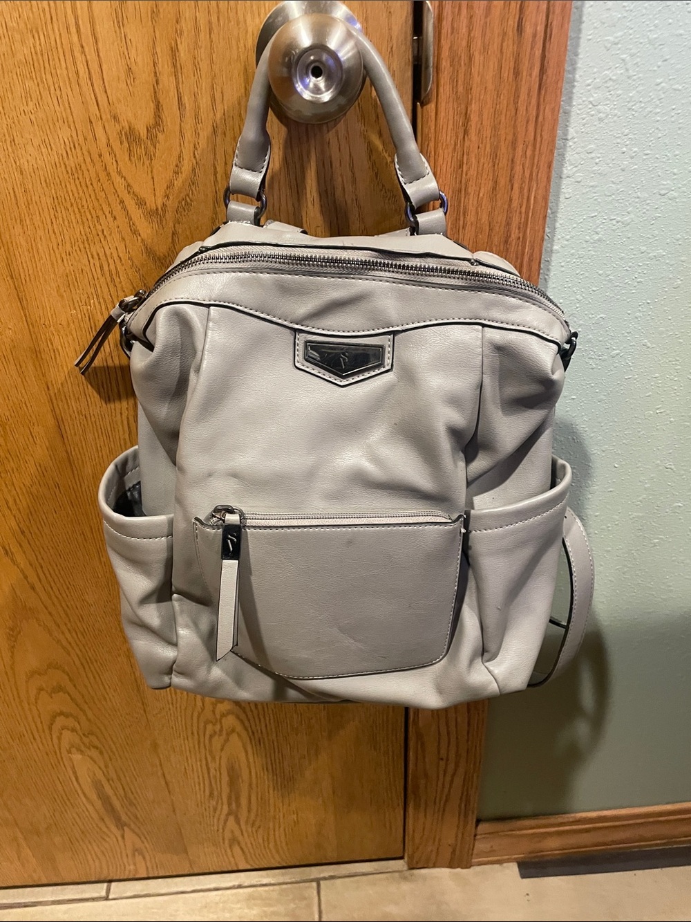Simply Vera Vera Wang Light Gray Convertible Faux-Leather Backpack